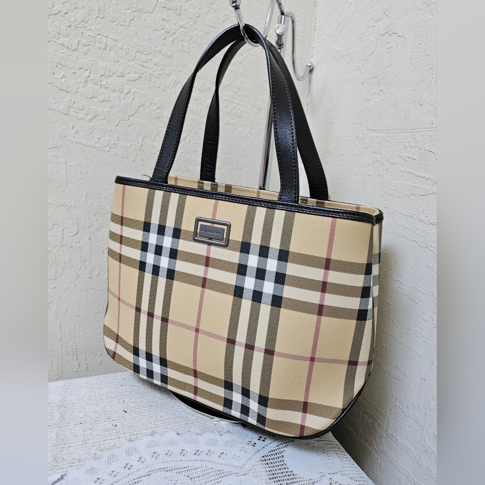 Burberry Nova Check Small Vintage Handbag Satchel Authentic - Picture 2 of 16